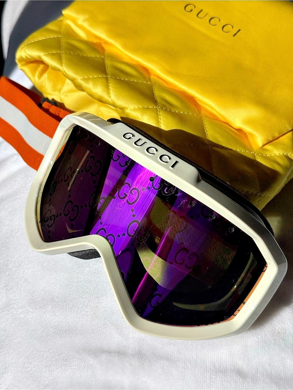 Gucci GG Ski Mask Sunglasses White & Purple